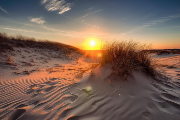 O pôr-do-sol na praia das dunas