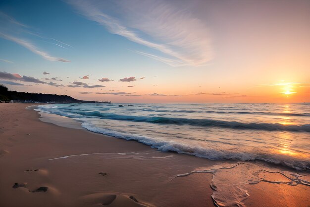 O pôr-do-sol na praia