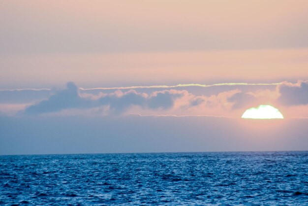 O pôr-do-sol no mar