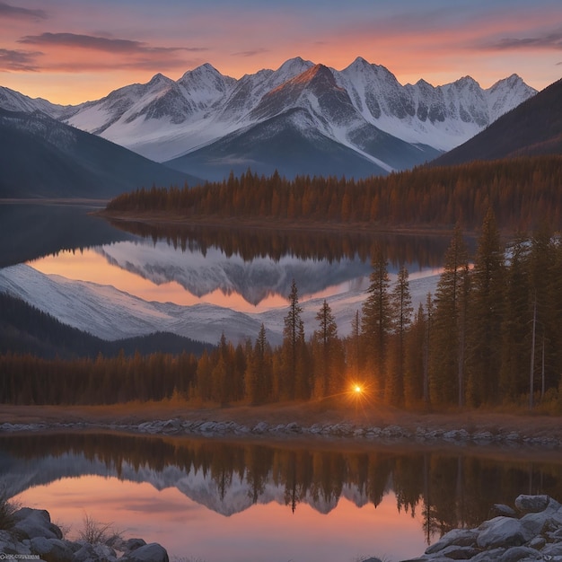 O pôr-do-sol reflete a espiritualidade cristã da montanha na natureza beleza gerada pela IA