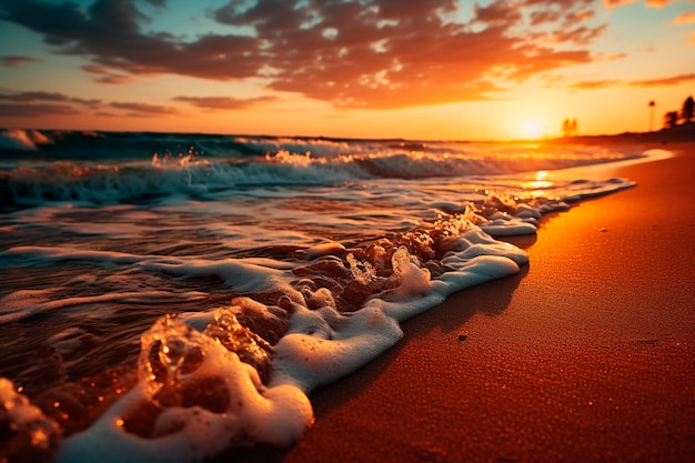 O pôr-do-sol sobre as dunas de areia