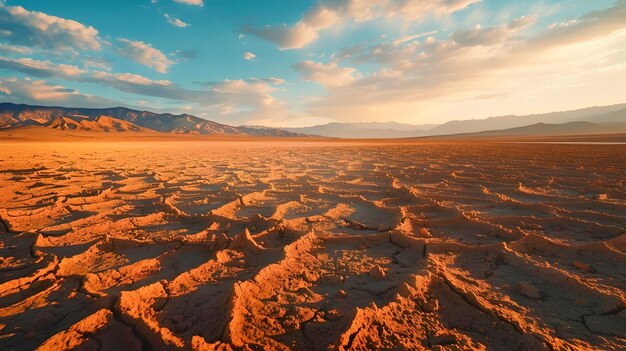 O pôr-do-sol sobre o Vale da Morte com o Oceano e as Montanhas