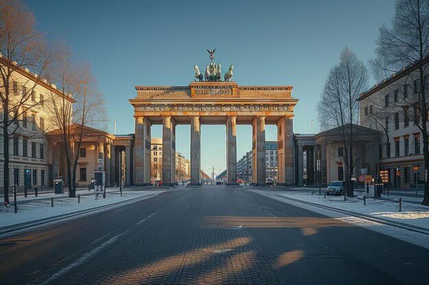 Foto o portão de brandeburgo é um edifício monumental no centro de berlim