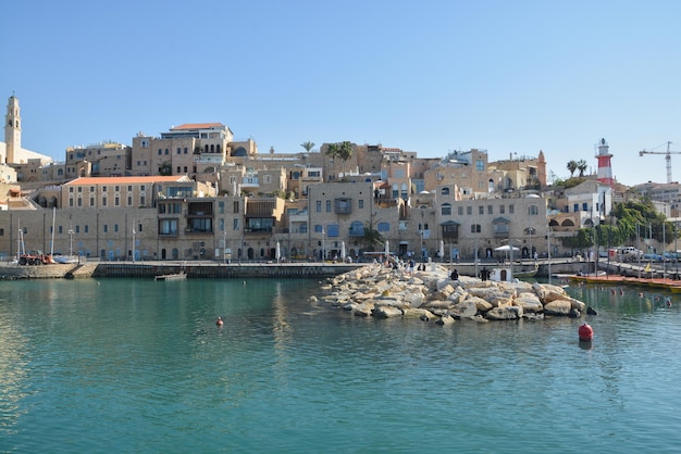 Foto o porto e a cidade velha de jaffa em tel aviv