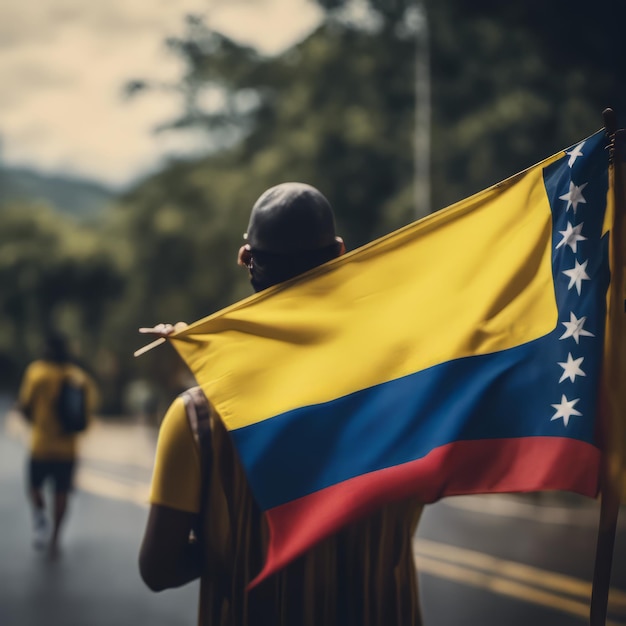 O povo colombiano com a sua bandeira