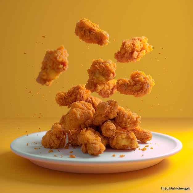 Foto o prazer do vôo de nuggets de frango frito