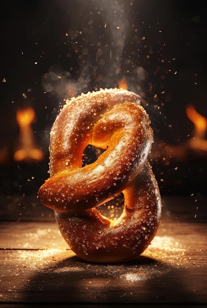 o pretzel é torrado em um marrom claro no estilo de uma atmosfera fria e distanciada