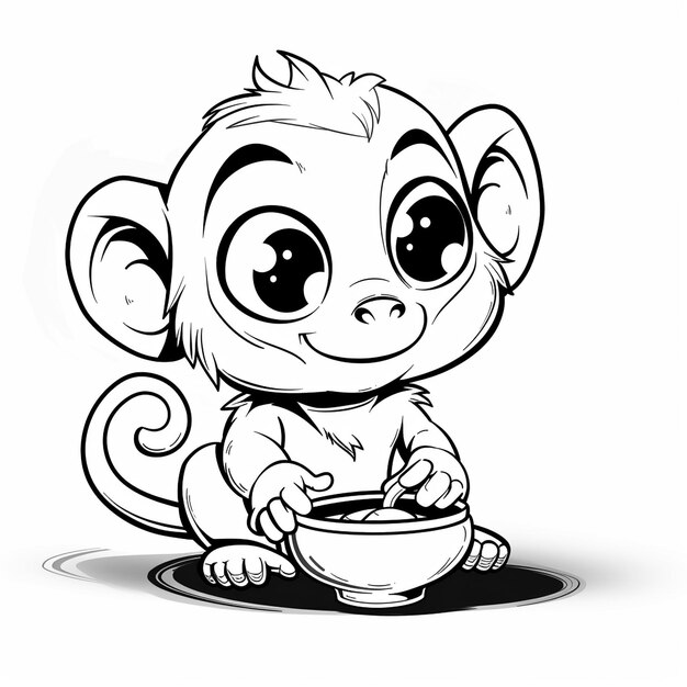 Foto o primata da cerâmica, o macaco vervet, em busca de criatividade