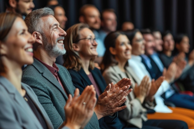 Foto o público agradece ao treinador pela interessante palestra