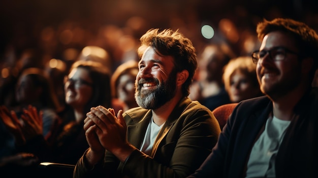 O público aplaude aplaudindo a felicidade