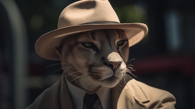 O puma da máfia capturado através de uma lente surrealista com 55mm e