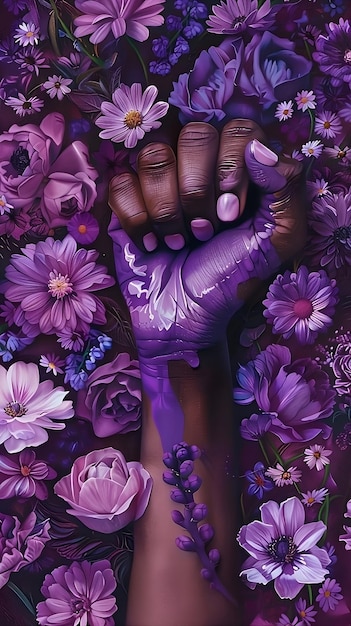 Foto o punho levantado de uma mulher africana a lutar pelos direitos das mulheres