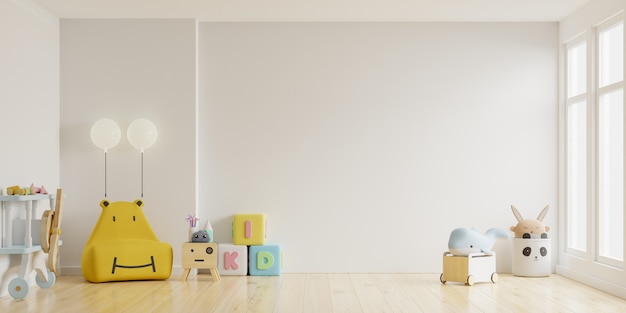 Foto o quarto das crianças em uma parede de fundo branco claro.