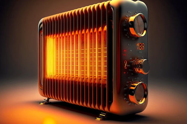 O radiador de aquecimento vintage está conectado e brilha