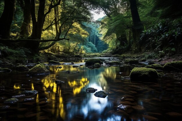 O reflexo das estrelas num rio tranquilo