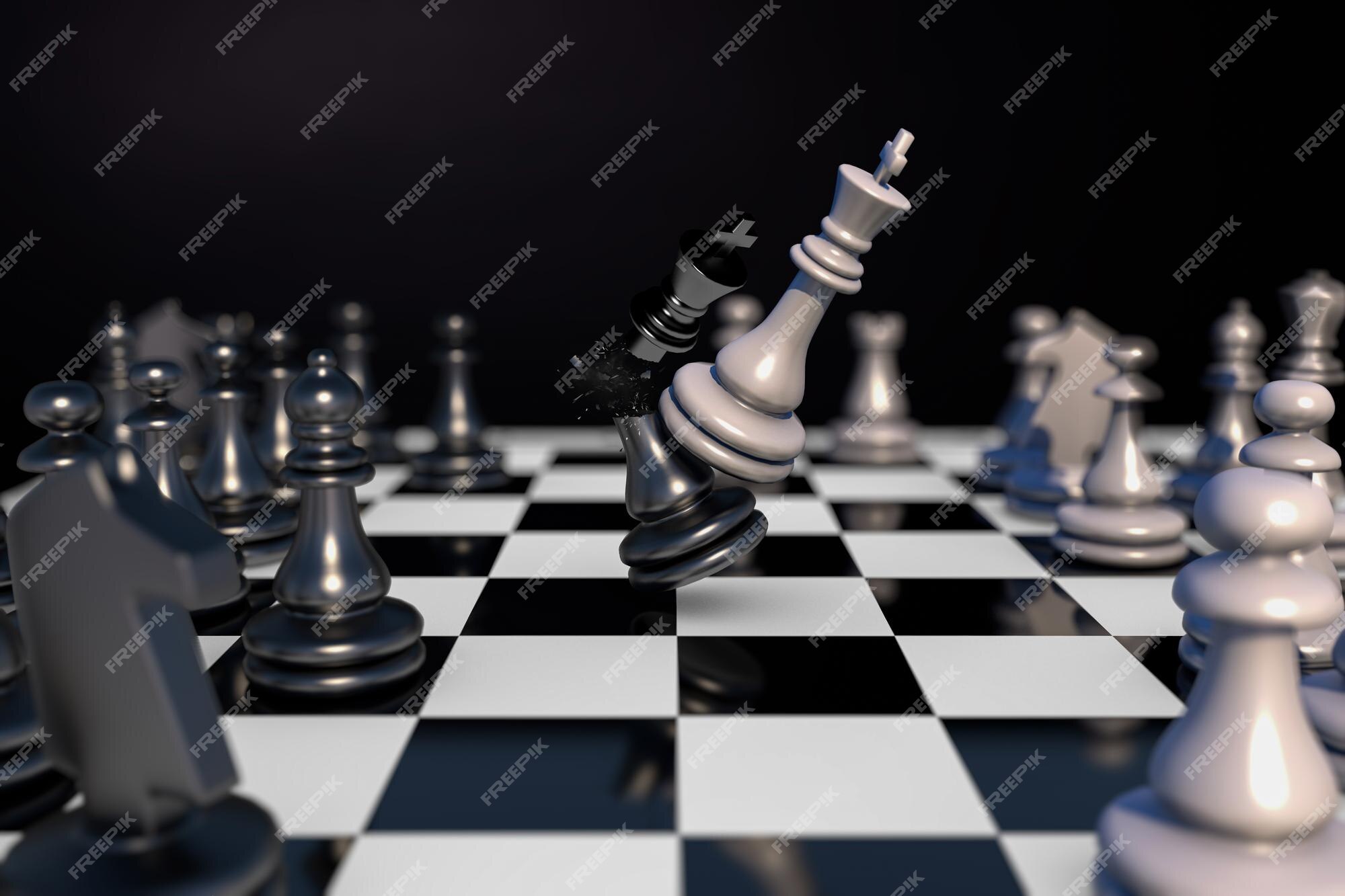 Destruição Rei Xadrez Branco Ilustração Conceitual Checkmate Com