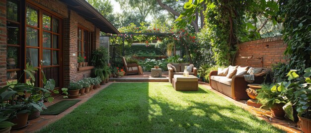 O Retiro Relaxante Um Oásis de Patio Aconchegante com Um Conjunto de Móveis de Vite