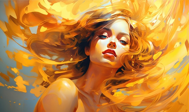 O retrato de uma menina de cabelos dourados irradiava um brilho quente e cativante.