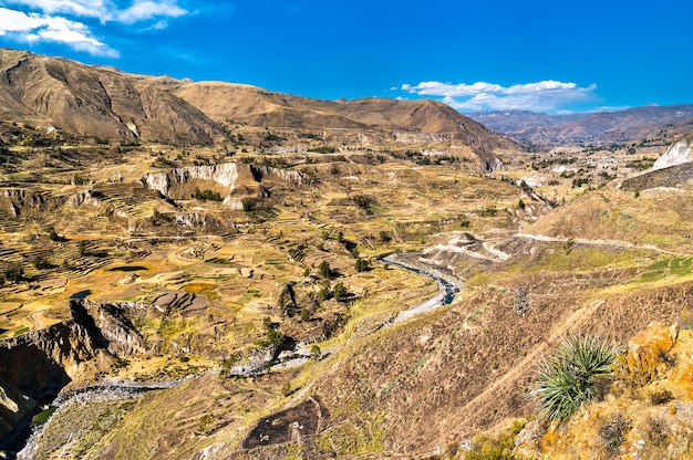 O rio Colca no desfiladeiro do Colca no Peru, um dos desfiladeiros mais profundos do mundo