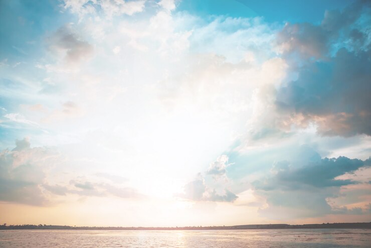 Foto o rio no pôr do sol, estilo vintage pastel