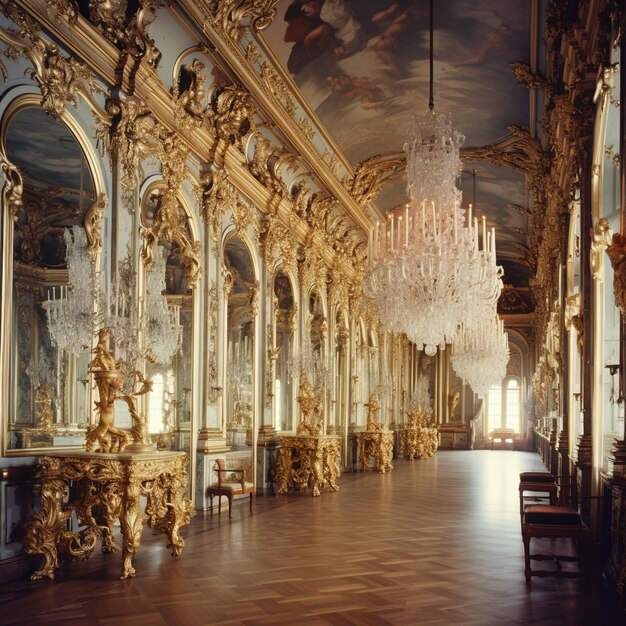 O Salão dos Espelhos no Palácio de Versalhes