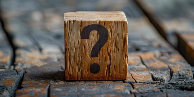 Foto o simbolismo de blocos de madeira impressos com sinais de pergunta curiosidade incerteza e a busca de respostas conceito curiosidade incerteza blocos de madeira simbolismo busca de respostas