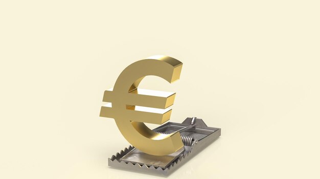 O símbolo de ouro euro na renderização em 3d do conceito de negócio de ratoeira