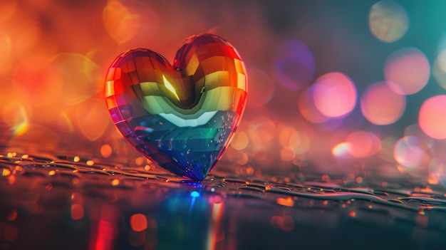 O símbolo do coração nas cores do arco-íris representa o amor queer e a diversidade promovendo a inclusão