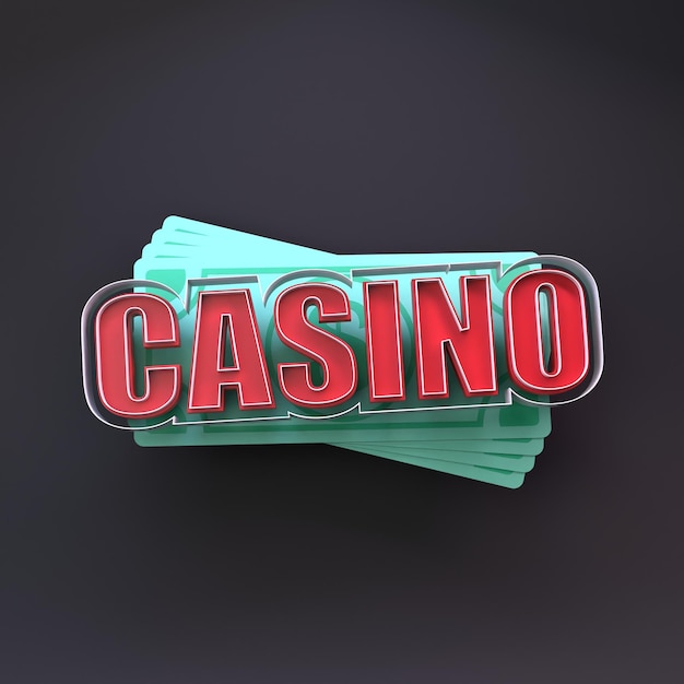 O sinal do casino e o dinheiro rendem em 3D