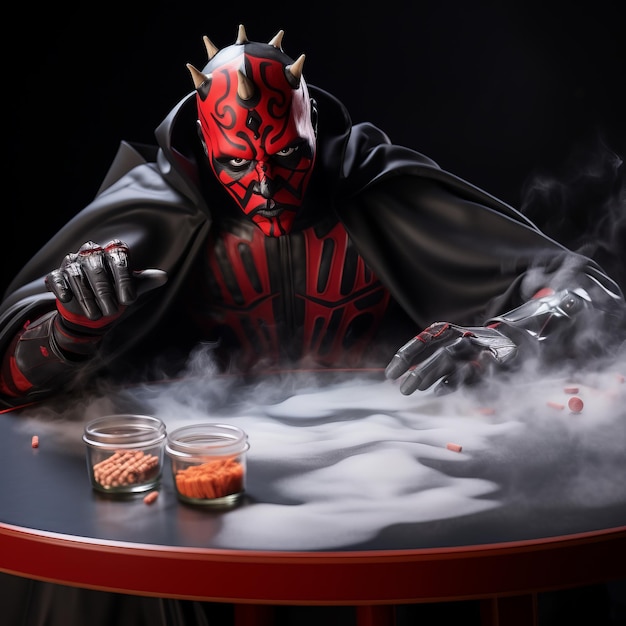 Foto o sinistro indulgente do lado escuro o encontro de darth maul com a euforia imperial