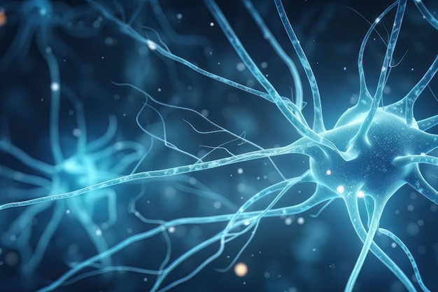 O sistema cerebral funciona neurônio recebe sinais químicos e elétricos background Generative ai