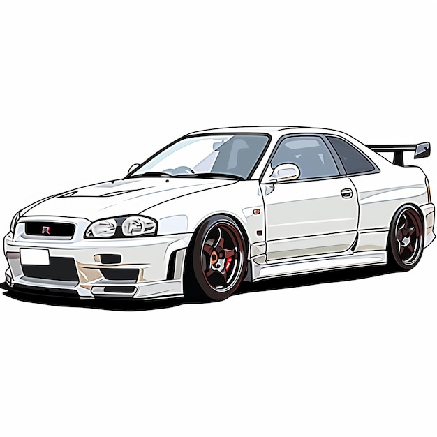 O Skyline NISMO Um sedã branco elegante com um fundo transparente