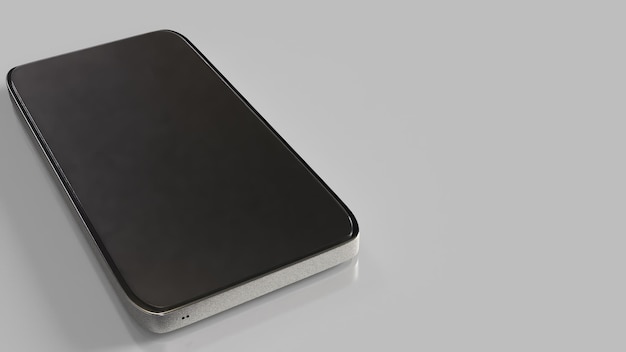 O smartphone em fundo branco para o conceito de tecnologia de renderização 3D