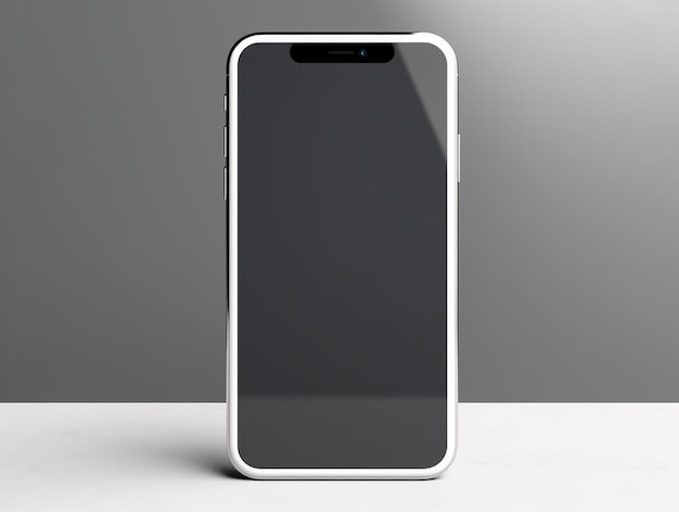 O smartphone mostra a tela de toque preta vazia no AI generative do fundo branco