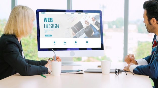 Foto o software de design de sites fornece um modelo moderno para negócios de varejo on-line e comércio eletrônico