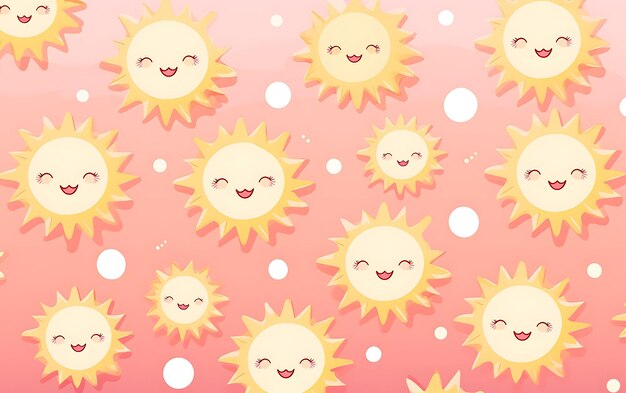 Foto o sol bonito japonês repetiu padrões estilo de arte anime com cores pastel