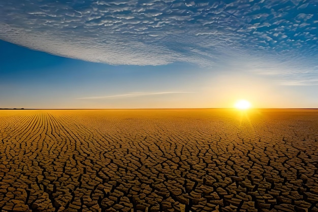 O sol nasce sobre uma vasta planície aberta.