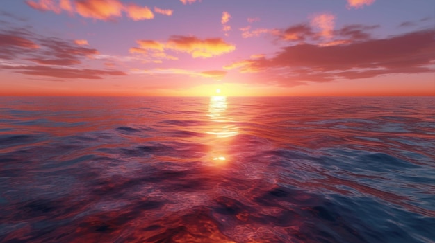 O sol se põe sobre o oceano