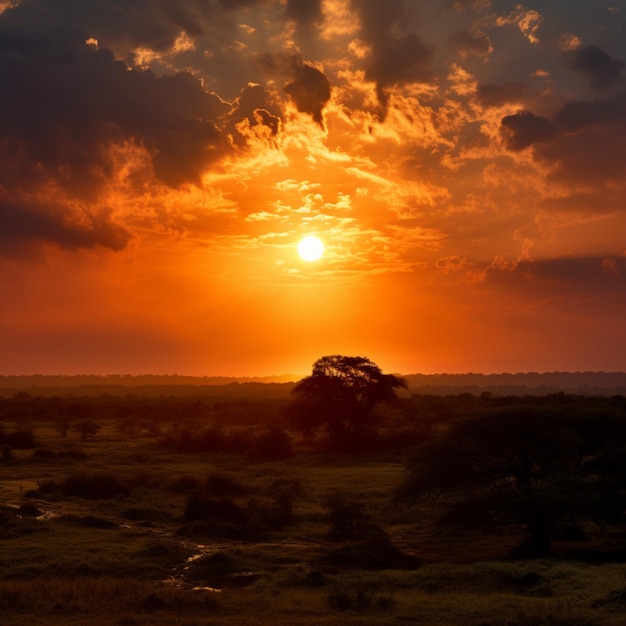 Foto o sol vasto ilumina o céu lançando um abraço dourado abaixo para social media post size