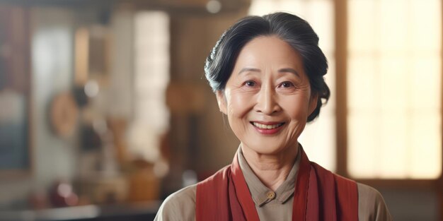 O sorriso de uma velhota asiática fala de uma vida rica em experiências.