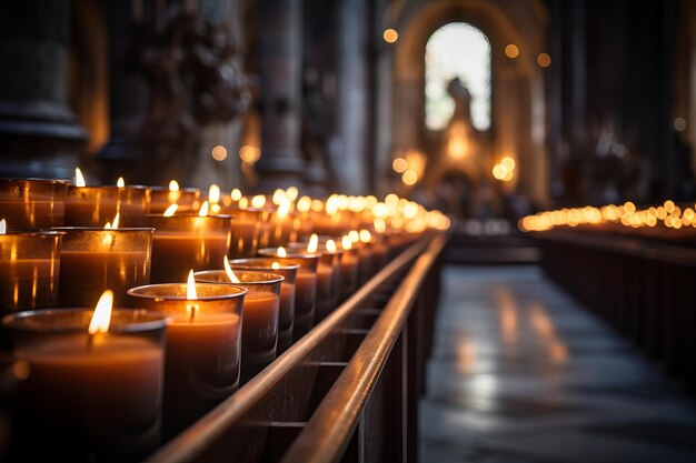 Foto o suave piscar de velas numa igreja