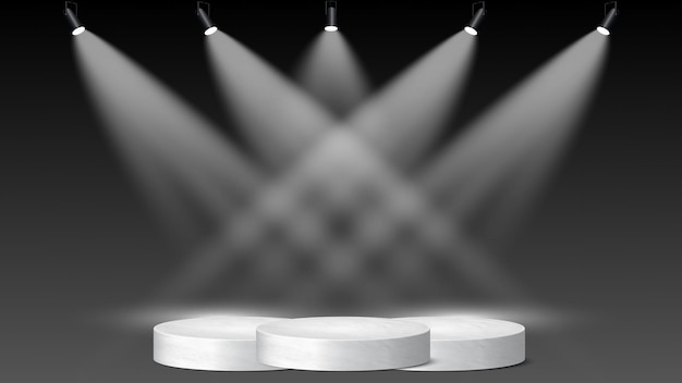 O suporte de exibição tem um fundo preto com iluminação