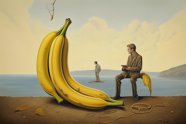 Foto o surrealismo do humano e da banana