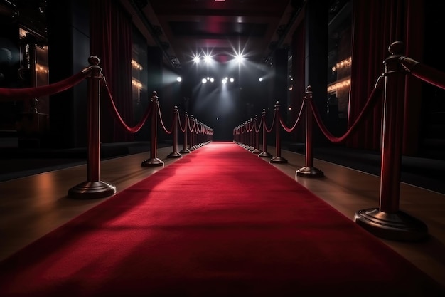 O tapete vermelho se estende para a grande entrada da estréia do filme ou da premiação criada com IA generativa