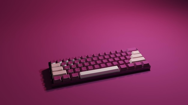 O teclado arco-íris 3d renderiza a qualidade do backround rosa