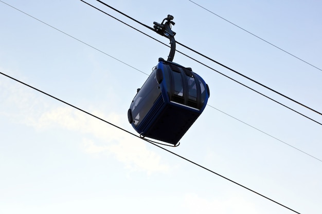 O teleférico da cabine de passageiros