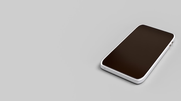 O telefone móvel em fundo branco para conceito de tecnologia Rendering 3D