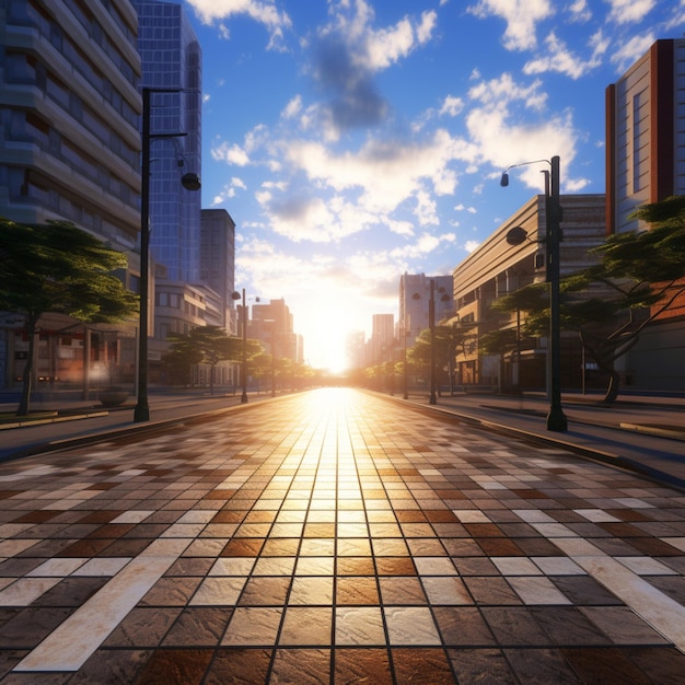 Foto o tema central é a perspectiva das ruas da cidade moderna ai gerou arte