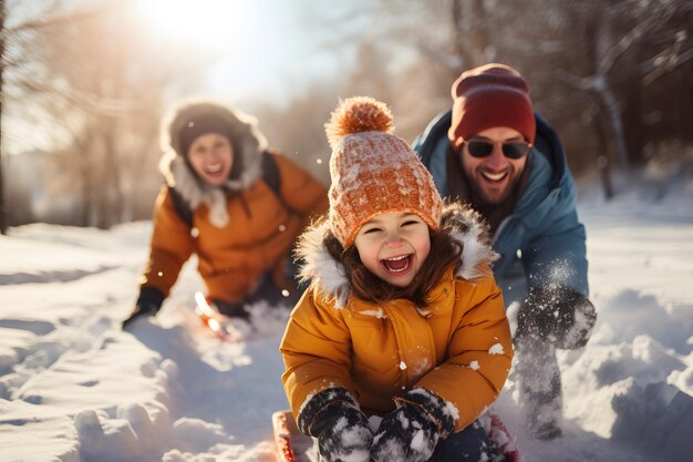 O tempo de brincadeira das crianças na neve traz alegria a uma arte gerada