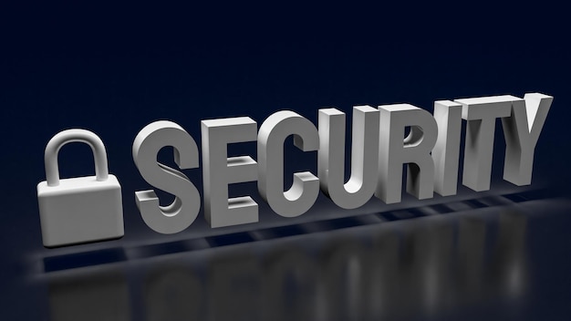 O texto de bloqueio e segurança para o conceito de proteção 3d renderingxa